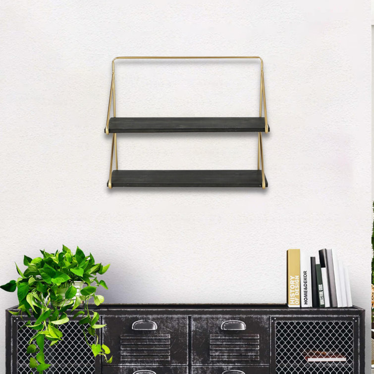 Ivy Bronx Eady Wood Gold Frame Wall Shelf & Reviews Wayfair